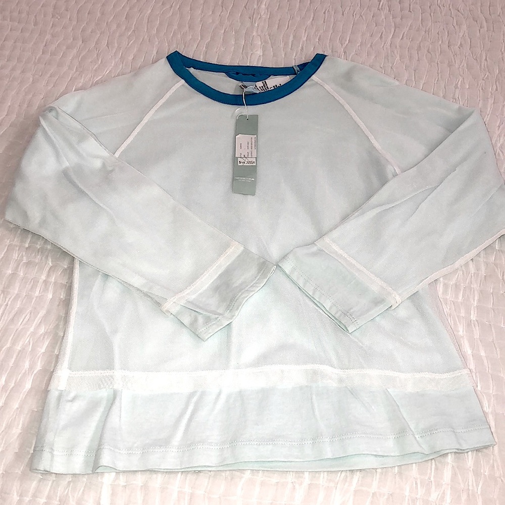 FAL Teal Long Sleeve w/Mesh Overlay Tee Shirt Jr 7